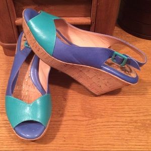 AQUA & ROYAL BLUE WEDGE HEEL